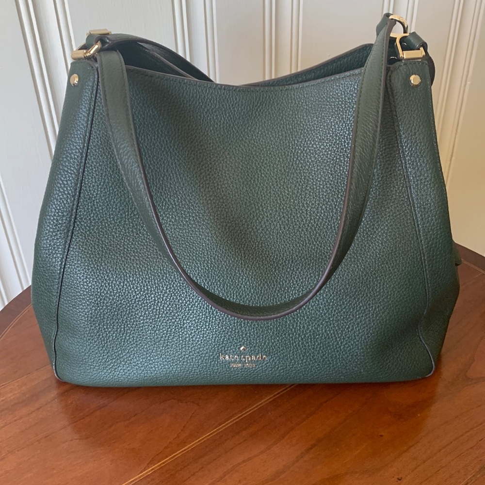 Kate Spade Leila Med. Triple Compartment Shoulder Bag Dark Evergreen